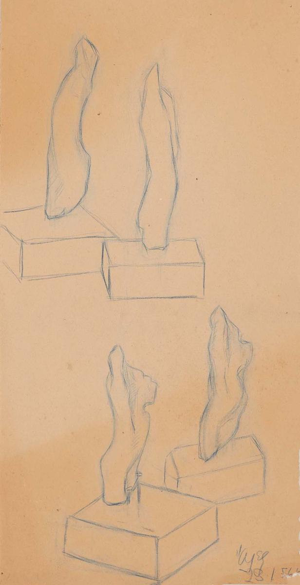 Four rock sketches that resemble a torso