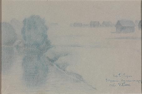 Big Gorky village-Morning fog at the meadow